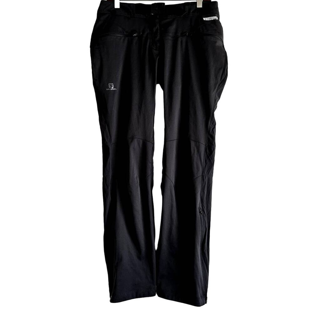Salomon Windstopper Hiking Pants Stretch Zip Front Pockets Belted Logo Black 8